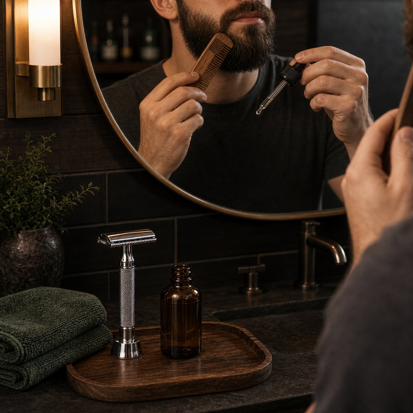 Beard Oil and Wooden Comb Kit — lifestyle